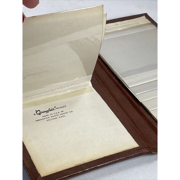 Springfield Brown Faux Leather Photo Square Photograph Album Vintage Mini - Picture 11 of 12
